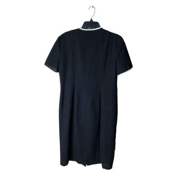 Leslie Fay Vintage 90s Dress Size 12 Made In The USA A-Line Black/White Midi - Picture 4 of 10